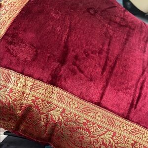 Luxurious Red and Gold Decorative Pillow